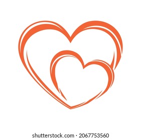 
Dos corazones anaranjados girados juntos.Resumen de la silueta vectorial forma de corazón símbolo de amor.Frame.Border.Valentine's day.Bodas.Decoración. DIY. Cortar láser de corte de croquetas.Decal de pegatinas de paredes de vinilo.Arte