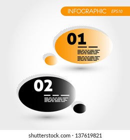 two orange infographic speech bubbles. infographic concept.