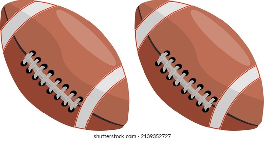 Dos bolas de rugby anaranjadas, ilustración, vector sobre un fondo blanco.