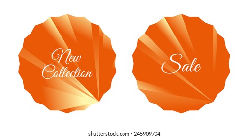 Two orange shiny abstract shapes