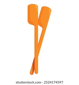 Two orange silicone cooking spatulas are lying on top of each other, isolated on a white background