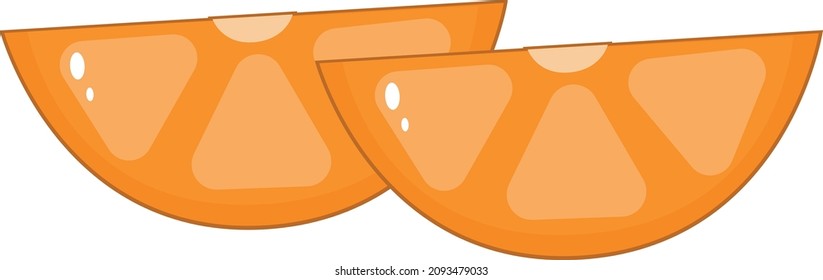 Two orange slices on a white background. Vector.