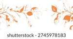 Two orange and white leafy branches on a white background leaves