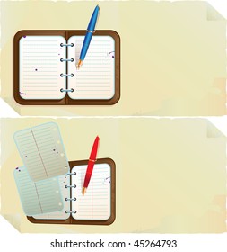 two organizers on paper background
