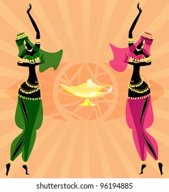 two oriental dancing girls