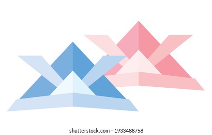 Two origami-like illustrations of Kabuto, traditional Japanese culture, Children's Day