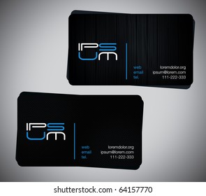 two original business cards, carbon and wooden one.