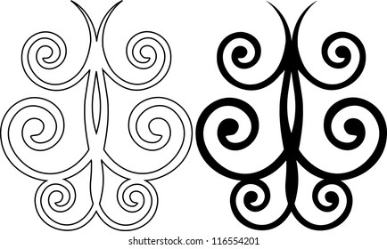 Two ornamental butterflies. Vector illustration