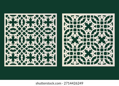 Dos paneles cuadrados adornados del corte del laser. Rejilla geométrica Abstractas para el divisor de la habitación.