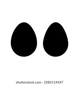 Two ostrich eggs silhouette vector flat illustration design on white background.