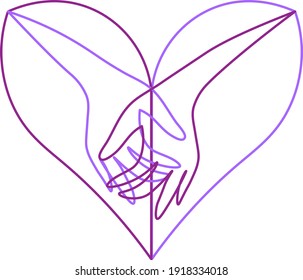 two outline female hands in heart