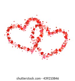 Two outline hearts made up from cute little hearts isolated on white