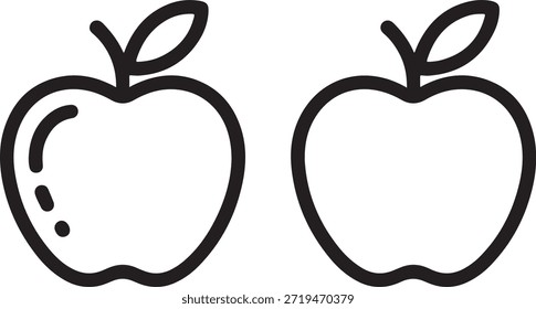 Zwei skizzierte Äpfel werden hervorgehoben dargestellt und zeigen eine minimalistische und saubere grafische Darstellung.