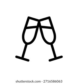 Se muestran dos copas de vino delineadas tintineando, sugiriendo un brindis o un momento de celebración.