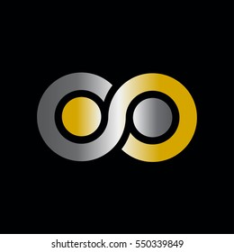 Two oval in infinity logo mix color silver gold