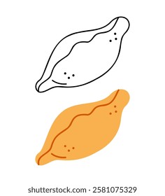 Two oval pies. Hand drawn clip art for your project.