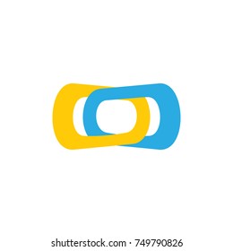 two oval shape chain symbol 3d logo vector