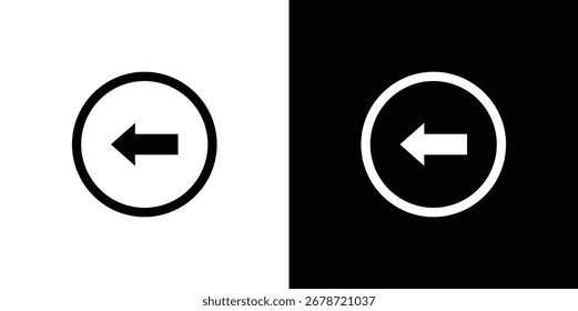Two oval shapes, each containing a left-pointing arrow. One is dark on a light background, the other is light on a dark background.