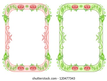Two oval vertical floral frame
