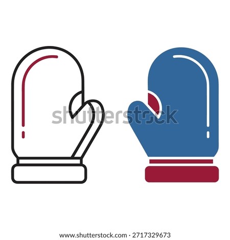 Two Oven Mitts in Blue and Red Colors white kitchen