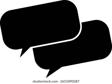 Two Overlapping Black Speech Bubbles Blank Text Boxes Dialogue Communication Icon