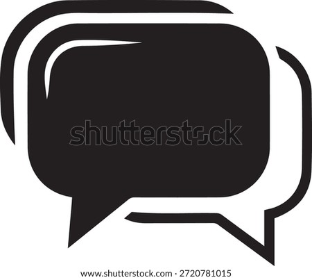 Two overlapping black speech bubbles with rounded corners and sharp points on a white background chat bubble