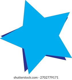 Two overlapping bright blue five-pointed stars with a dark blue shadow effect, isolated on a white background.