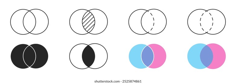 Two overlapping circles isolated illustration template for Your presentation. Vector icons in flat style