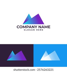 two overlapping geometric shapes resembling Letter M and mountains, symbolizing growth, stability, and reaching new heights, conveys strength, adventure, and a forward-looking vision.