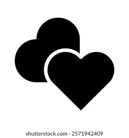 Two overlapping heart icons. Concept of love, romance, and relationship.