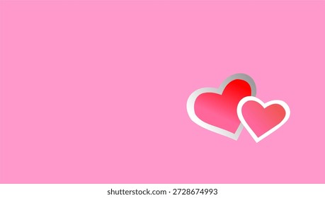 Dos iconos de corazón superpuestos con bordes blancos se centran en un fondo degradado rosa