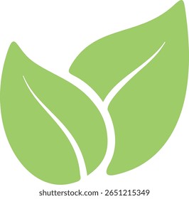 Duas folhas verdes claras sobrepostas criam um símbolo simples, mas eficaz, da natureza, do crescimento e da consciência ambiental, ideal para uma marca ecológica ou para a promoção de práticas sustentáveis