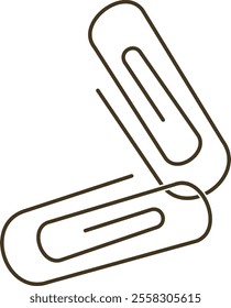 Two overlapping paperclips in a simple, outlined style, representing common office supplies and document organization