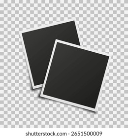 Two overlapping photo frames mockup with white borders and shadows on transparent background