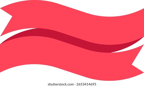 Duas fitas vermelhas sobrepostas ondulando graciosamente juntas criam um design gráfico simples, mas elegante, ideal para aprimorar vários projetos com um toque de sofisticação