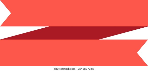 Two overlapping red ribbons on a white background create a dynamic and eye catching design, perfect for highlighting important information or adding a touch of elegance to any project