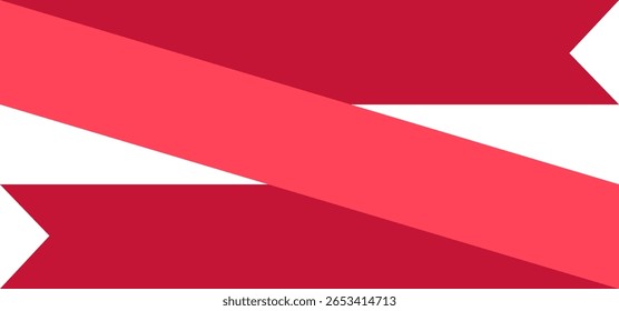 Two overlapping ribbons in shades of red create a dynamic x shaped composition against a clean white backdrop, ideal for adding a touch of elegance and celebration to designs