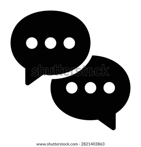 Two overlapping speech bubble icons with dots representing a conversation communication dialogue