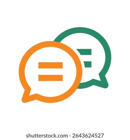 Two Overlapping Speech Bubbles Orange and Teal Color Scheme Simple Communication Icon Design