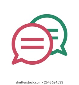 Two Overlapping Speech Bubbles Red and Green Dialogue Communication Icon Design Element
