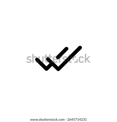 Two overlapping V-shaped checkmarks indicating confirmation or read receipt, using black 1.5px monoline strokes. Flat 2D vector, isolated on white.