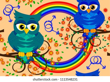 Two owls gays in love
