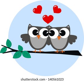 two owls in love