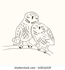 Two owls in love