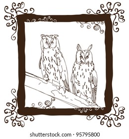 Two Owls on the branch