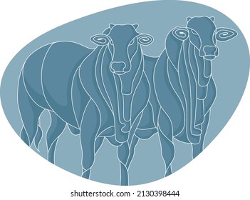 two oxen in the blue circle
