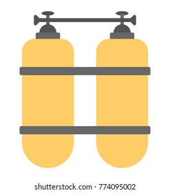 
Two oxygen cylinders used for diving flat vector icon design
