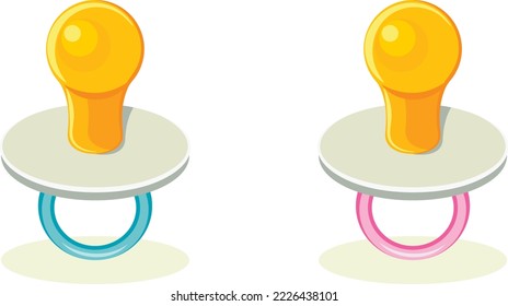Dos opciones de pacificador para niños y niñas recién nacidos.
Elemento de diseño de vectores en estilo plano aislado en fondo transparente.