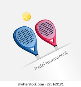 Two paddle tennis rackets in pink and blue on a white background.