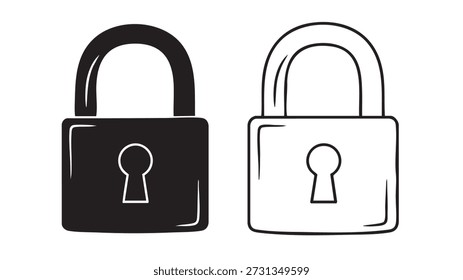 dois ícones de cadeado um preto e um branco isolados no fundo transparente